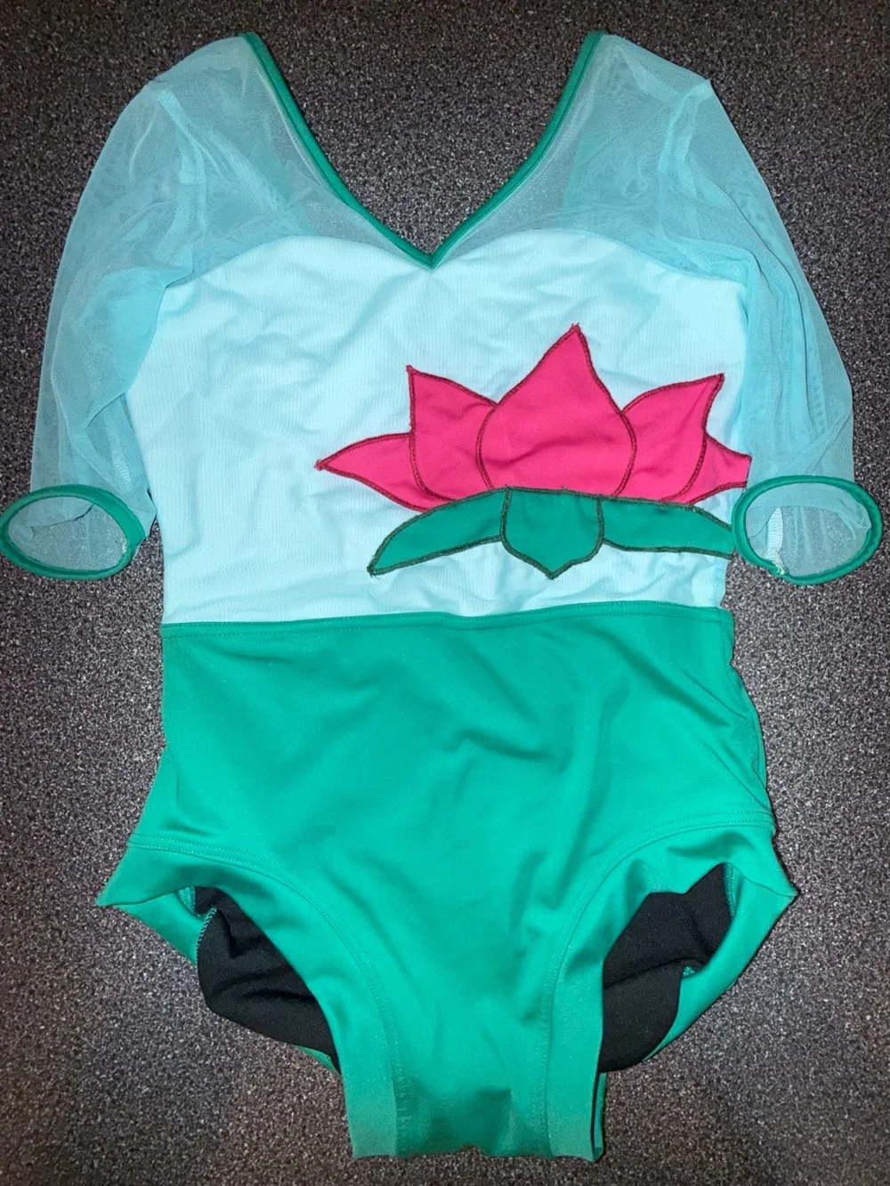 Tiger Friday Mint Green Floral Appliqué One Piece Leotard Size Adult Medium